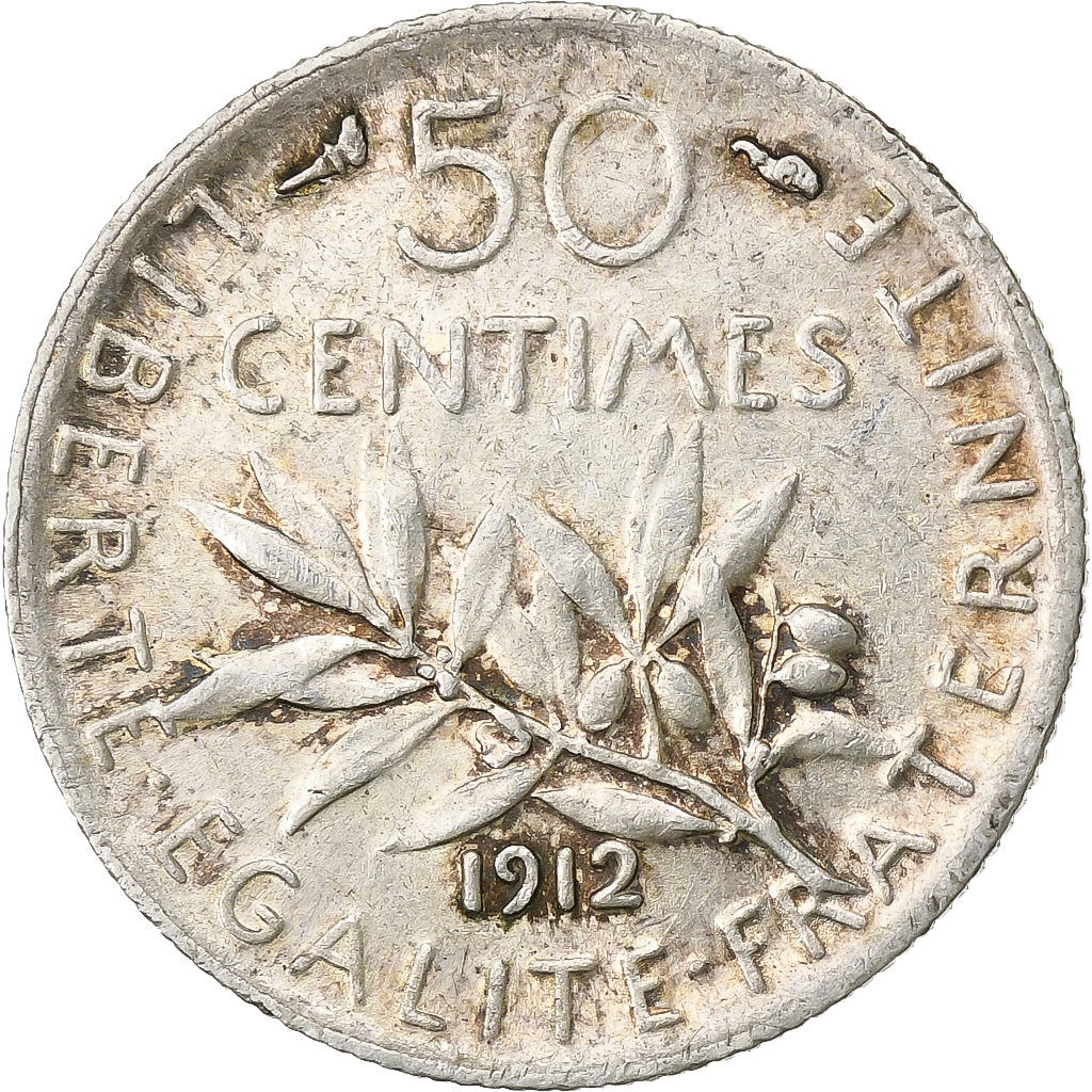 France, 50 Centimes, Semeuse, 1912, Paris, Silver, , Gadoury:420