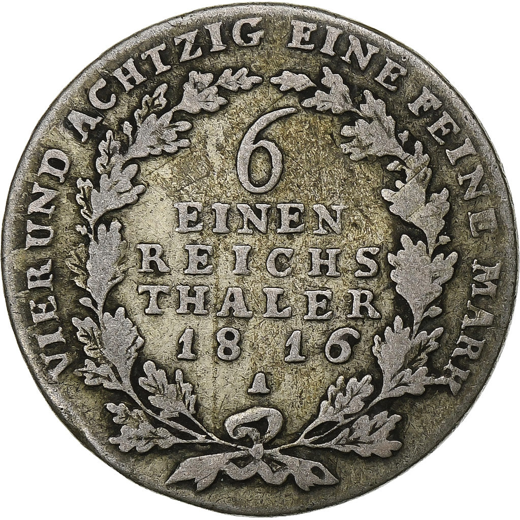 Coin, German States, PRUSSIA, Friedrich Wilhelm III, 1/6 Thaler, 1816, Berlin