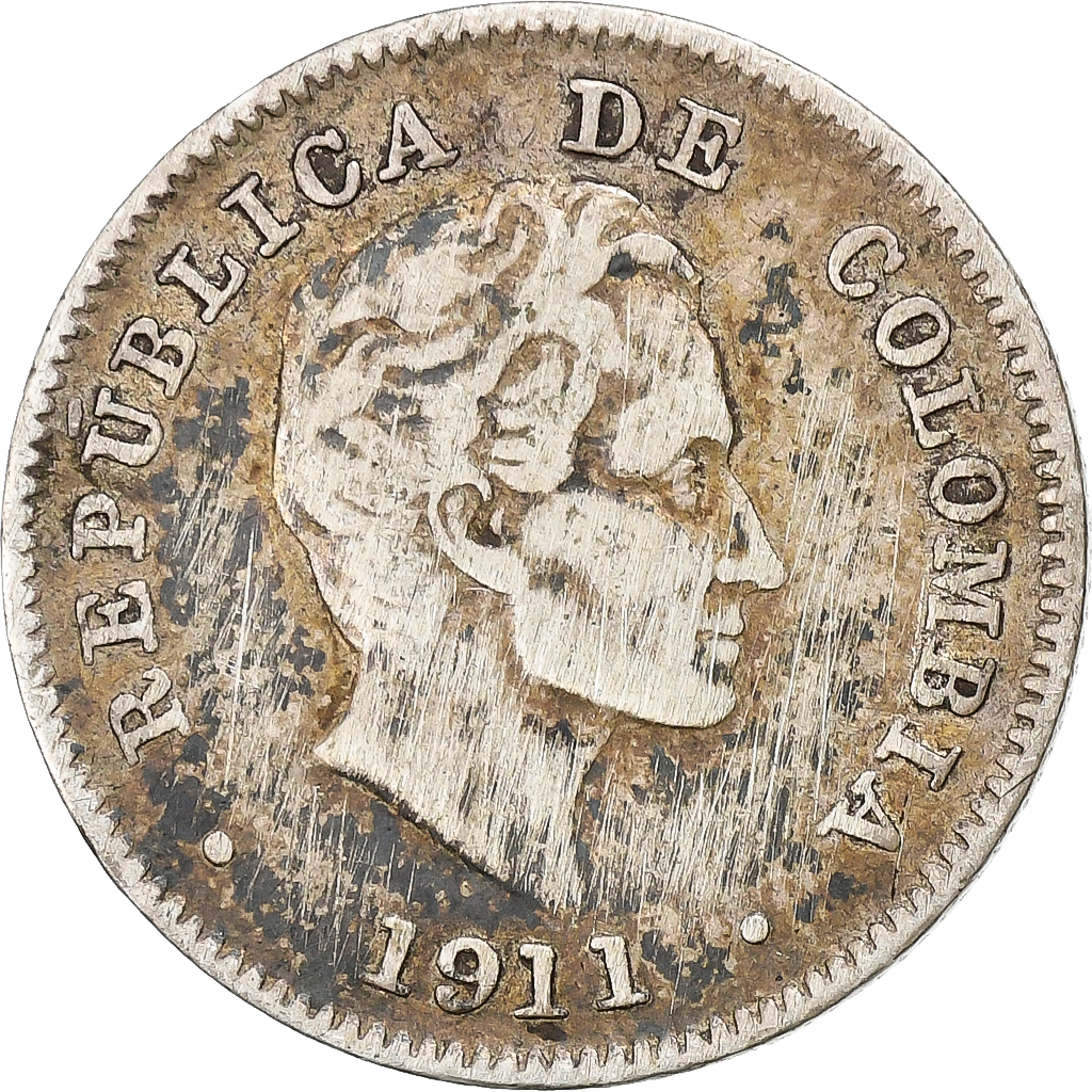 Colombia, 10 Centavos, 1911, Silver, , KM:196.1
