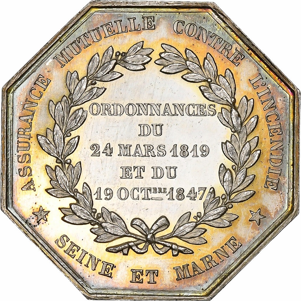 France, Token, Assurance Mutuelle contre l'Incendie, Seine et Marne, 1847