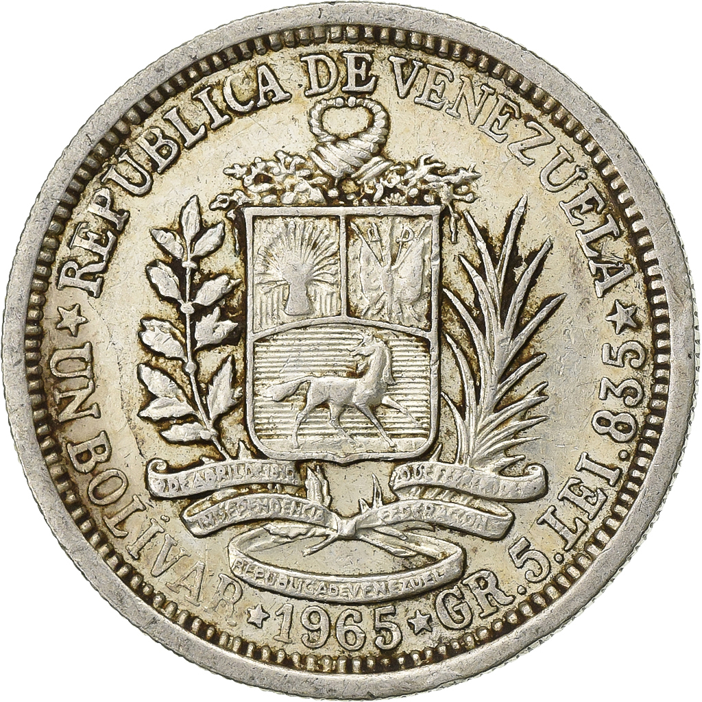 Coin, Venezuela, Bolivar, 1965, , Silver, KM:37a