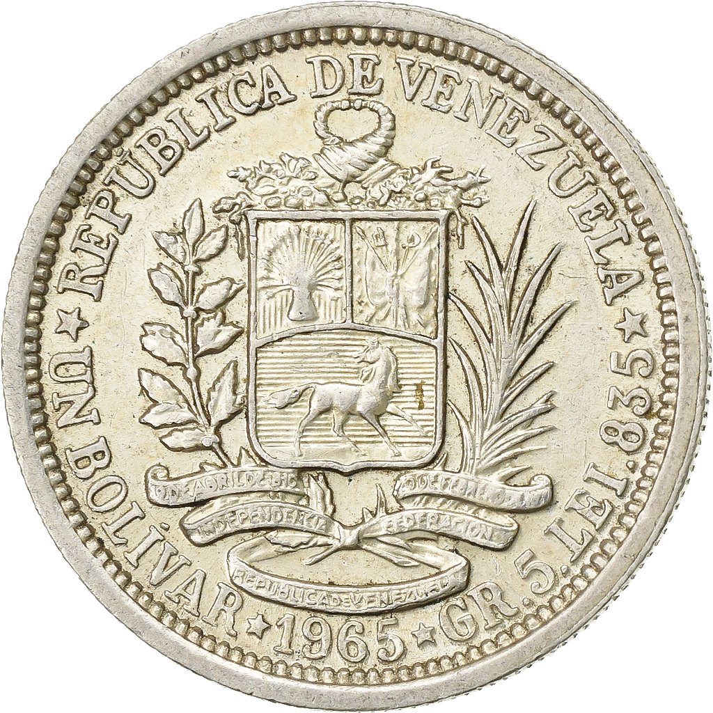 Coin, Venezuela, Bolivar, 1965, , Silver, KM:37a