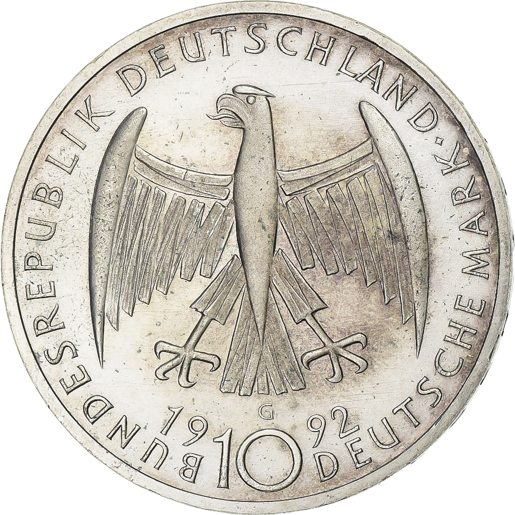 Coin, GERMANY - FEDERAL REPUBLIC, 10 Mark, 1992, Karlsruhe, Germany, EF