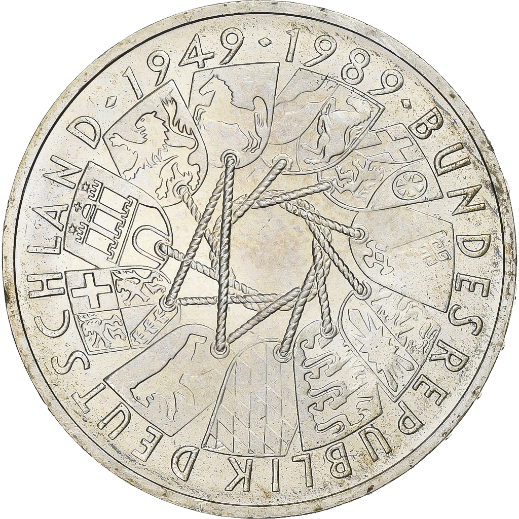 Federal Republic of Germany, 10 Mark, 1989, Karlsruhe, Silver, , KM:173