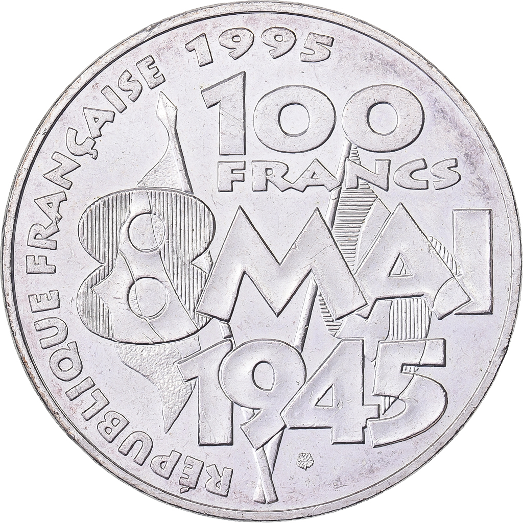 France, 8 mai 1945, 100 Francs, 1995, Paris, , Silver, KM:1116.1