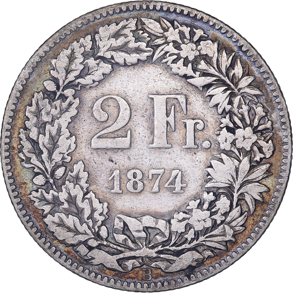 Coin, Switzerland, 2 Francs, 1874, Bern, , Silver, KM:21
