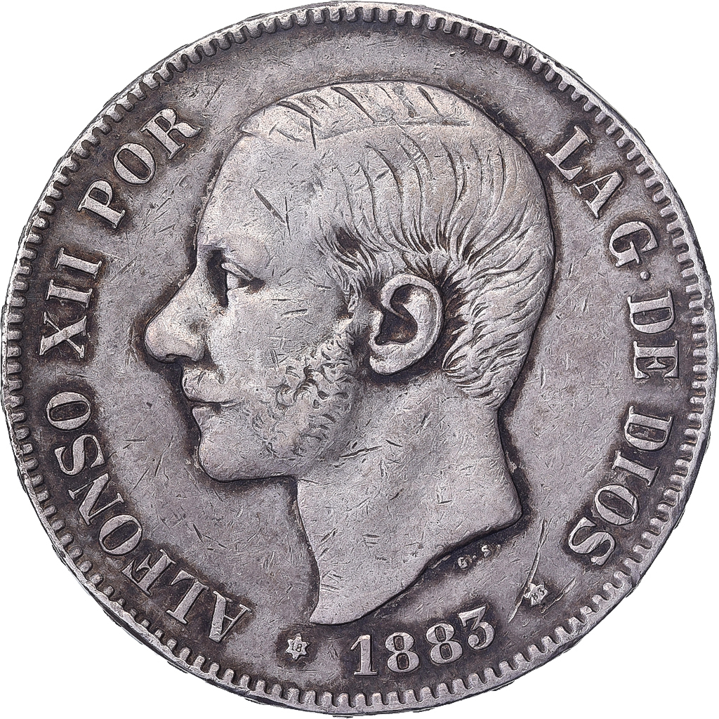 Spain, Alfonso XII, 5 Pesetas, 1883, Madrid, Silver, , KM:688