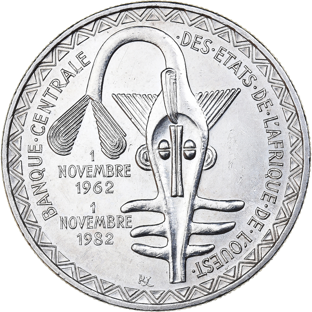 West African States, 5000 Francs, 1982, Silver, , KM:11