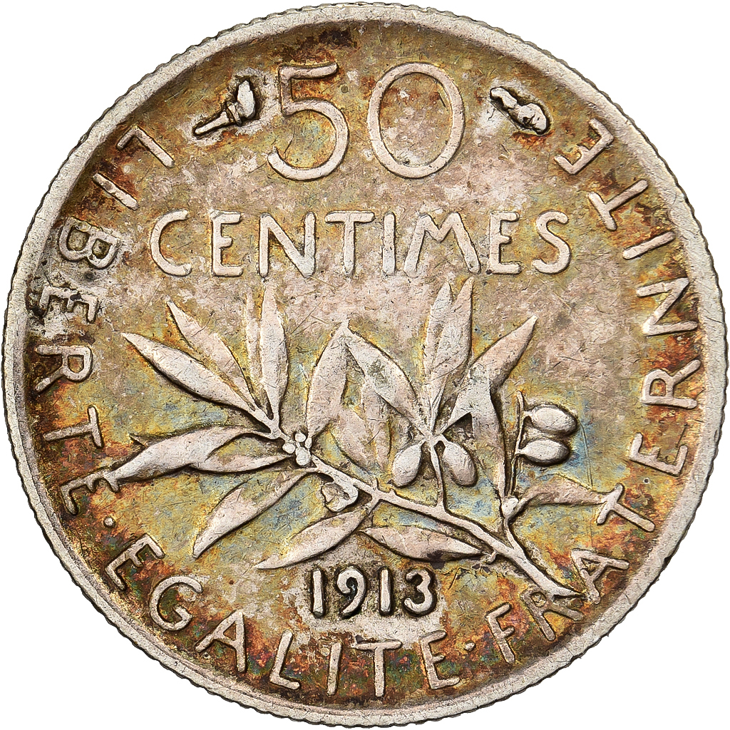 France, 50 Centimes, Semeuse, 1913, Paris, Silver, , Gadoury:420
