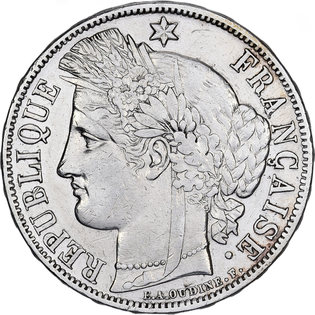 France, 5 Francs, Cérès, 1870, Paris, Silver, , KM:818.1