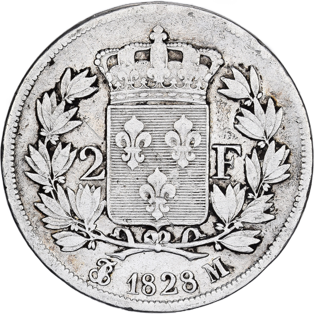 Munten, Frankrijk, Charles X, 2 Francs, 1828, Toulouse, FR, Zilver, KM:725.9