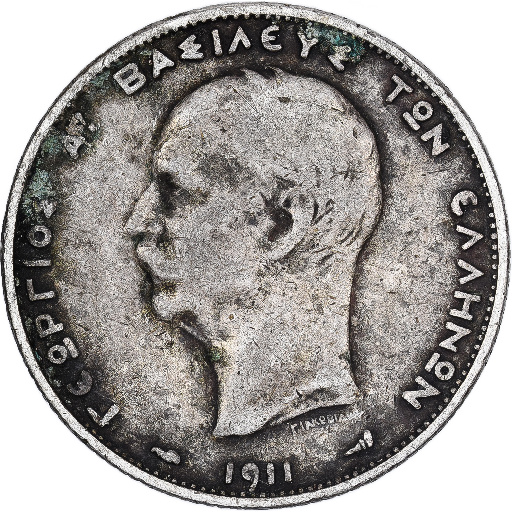 Greece, George I, 2 Drachmai, 1911, Silver, , KM:61