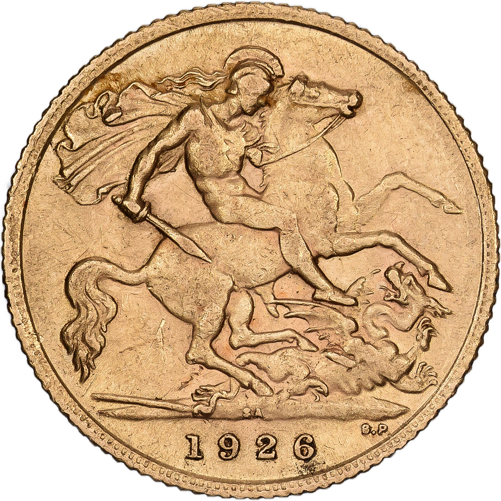 SOUTH AFRICA, 1/2 Sovereign, 1926, Pretoria, KM #20, AU(55-58), Gold, 3.97