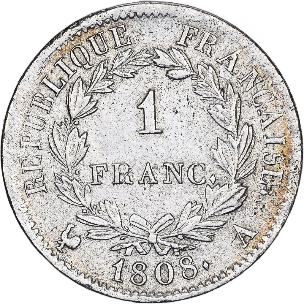 France, Napoléon I, Franc, 1808, Paris, , Silver, KM:682.1
