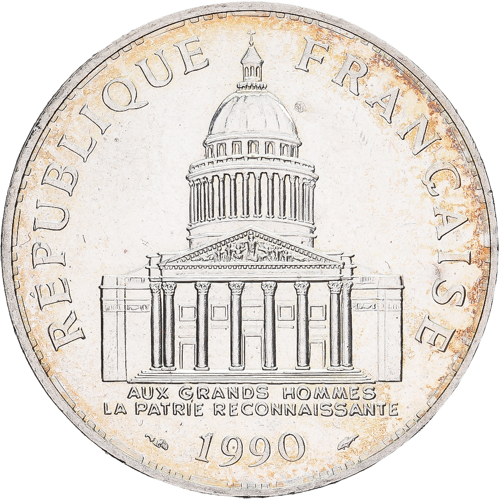 France, 100 Francs, Panthéon, 1990, MDP, Silver, MS, Gadoury:898