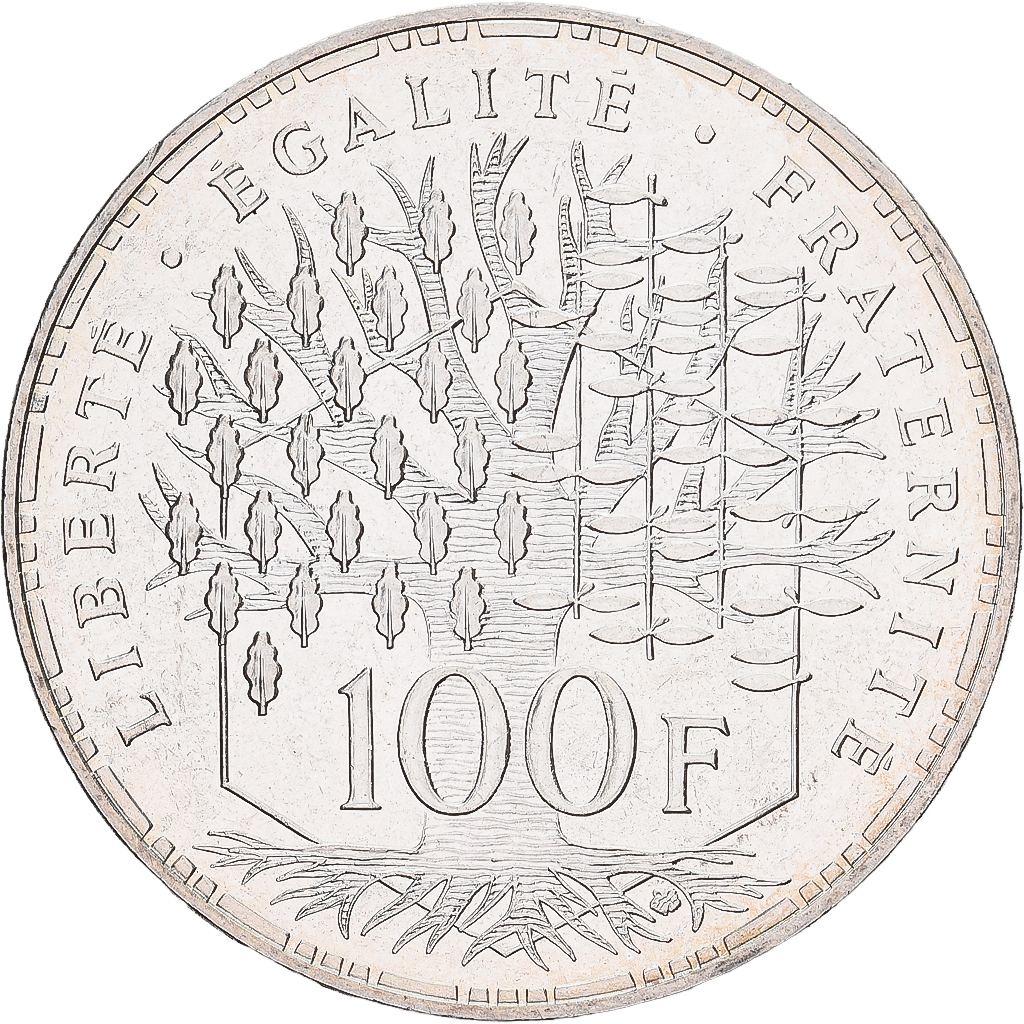 France, 100 Francs, Panthéon, 1990, MDP, Silver, MS, Gadoury:898