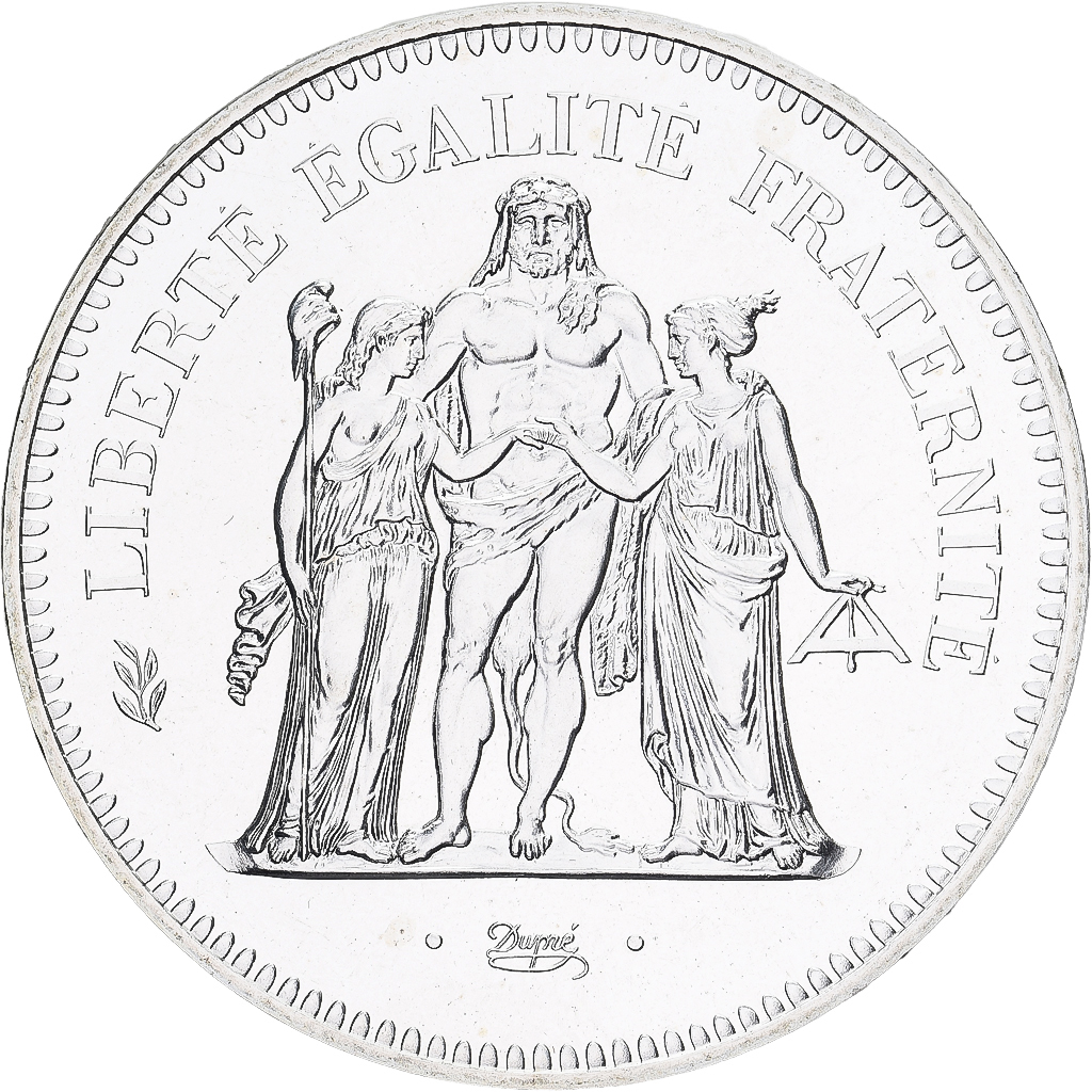 France, Hercule, 50 Francs, 1974, Paris, série FDC, MS, Silver