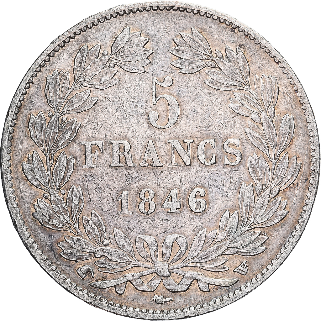 Coin, France, Louis-Philippe, 5 Francs, 1846, Lille, AU, Silver