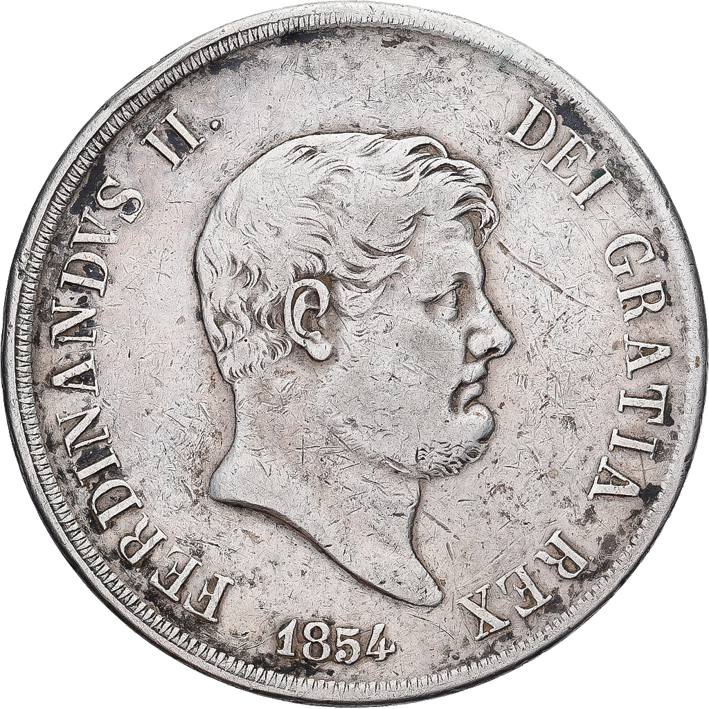 Coin, ITALIAN STATES, NAPLES, Ferdinando II, 120 Grana, 1854, VF, Silver