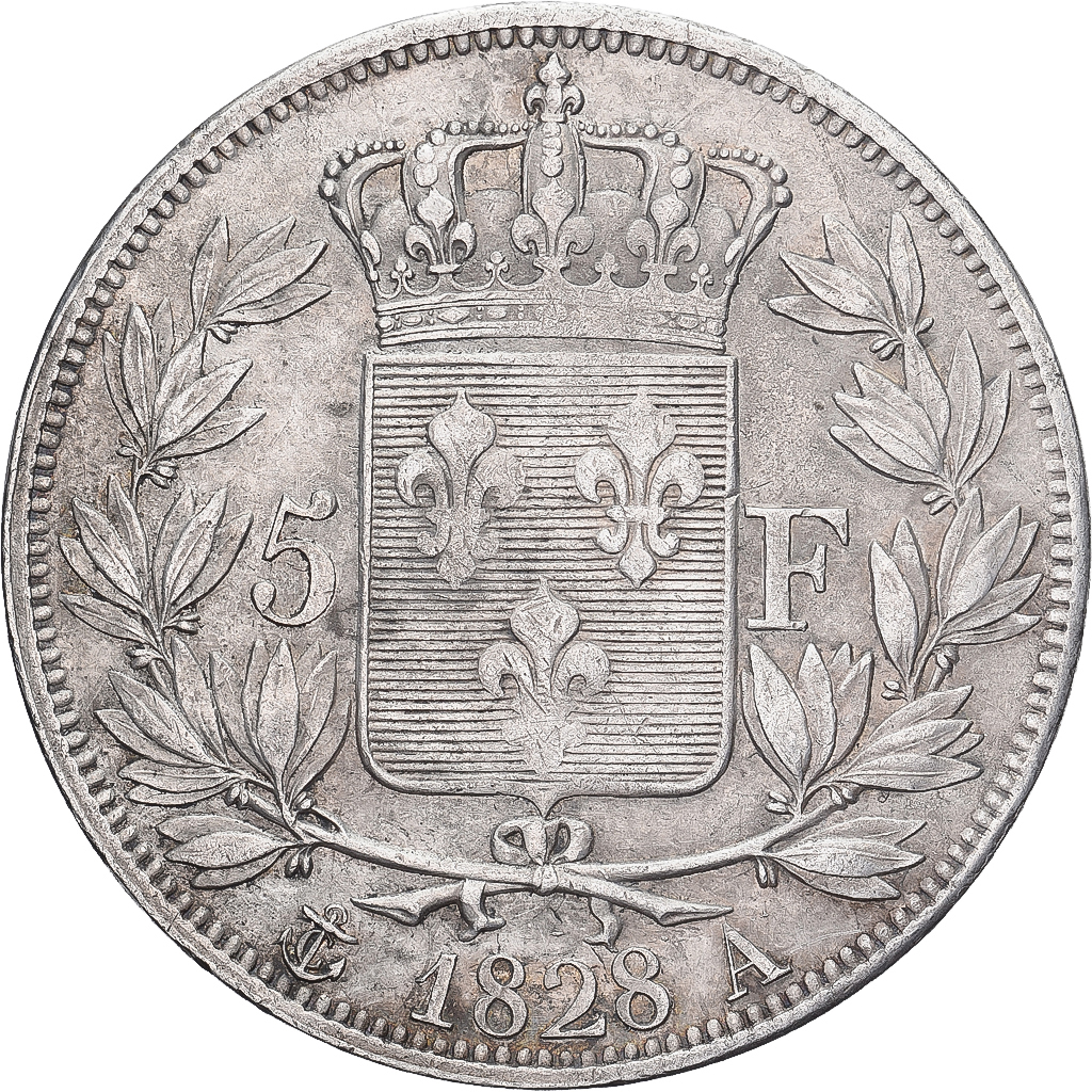 France, Charles X, 5 Francs, 1828, Paris, Silver, EF, Gadoury:644