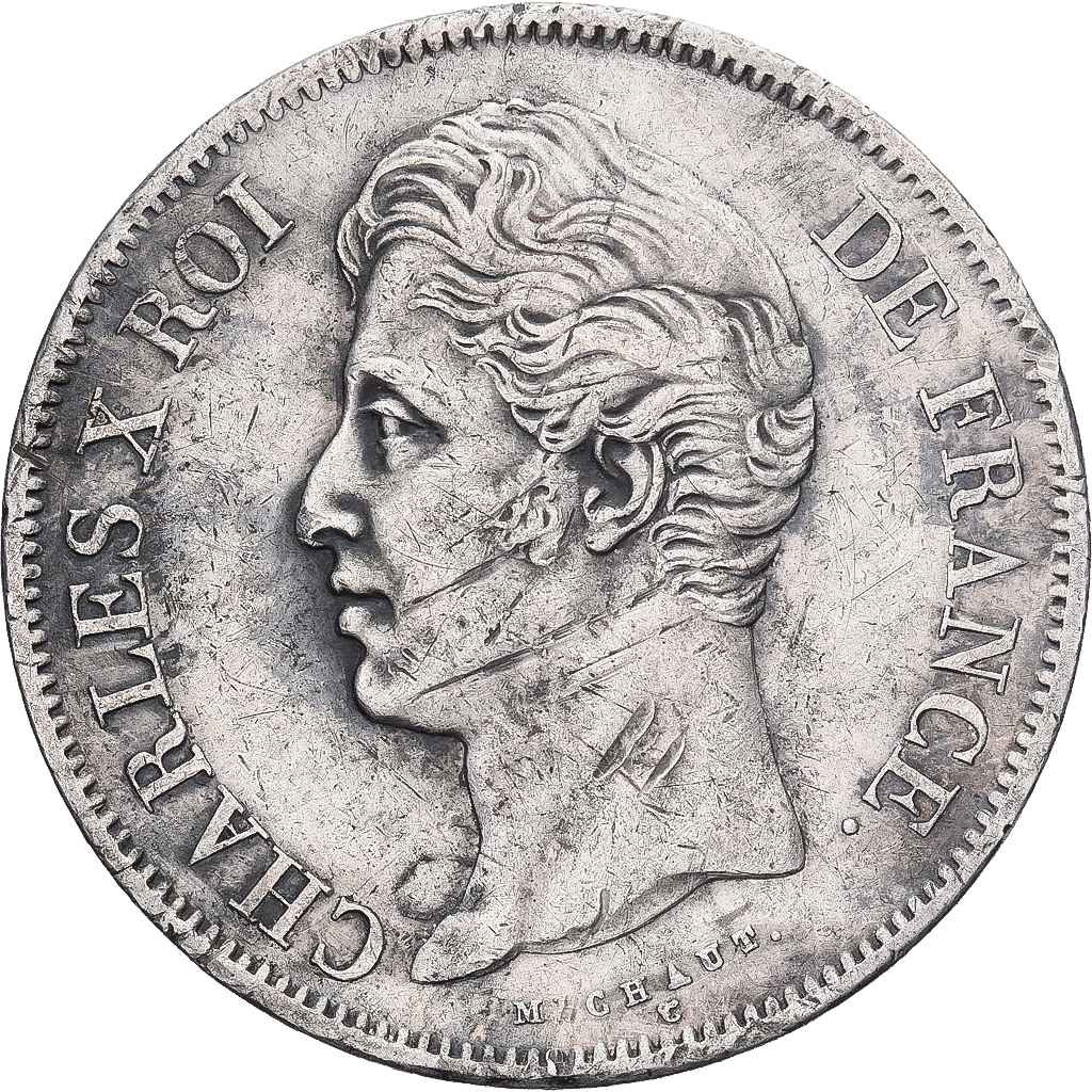 Coin, France, Charles X, 5 Francs, 1828, Bordeaux, VF, Silver