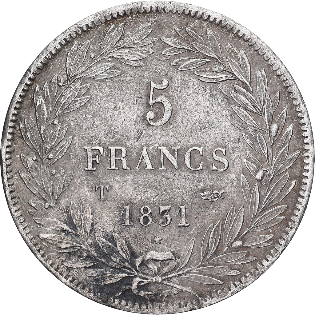 Coin, France, Louis-Philippe, 5 Francs, 1831, Nantes, VF, Silver