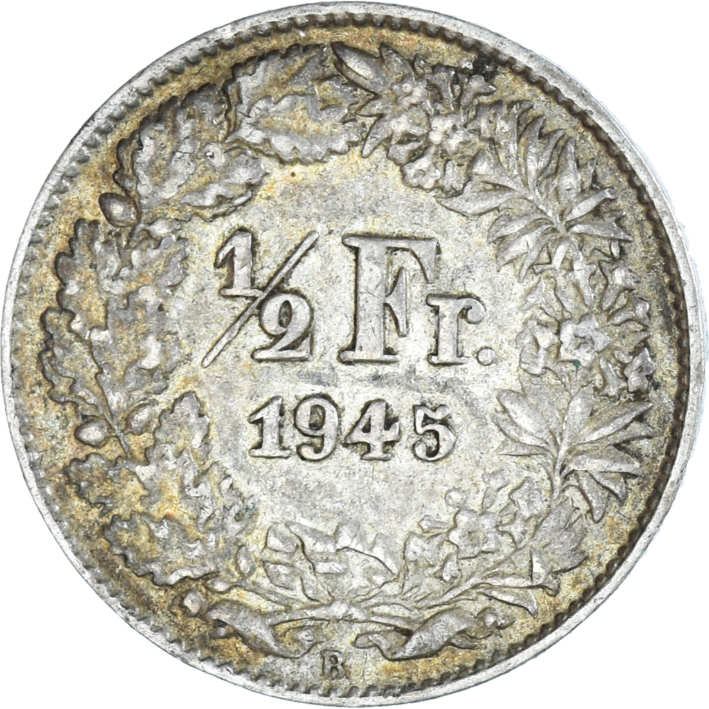 Coin, Switzerland, 1/2 Franc, 1945, Bern, , Silver, KM:23