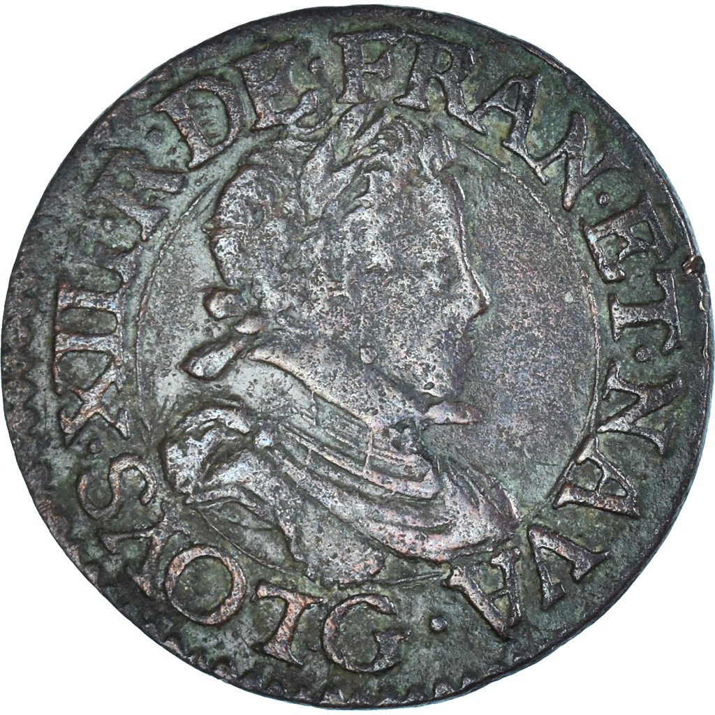 Coin, France, Louis XIII, Double tournois, buste enfantin, Double Tournois