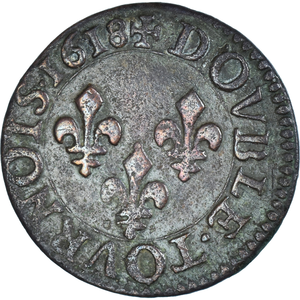Coin, France, Louis XIII, Double tournois, buste enfantin, Double Tournois