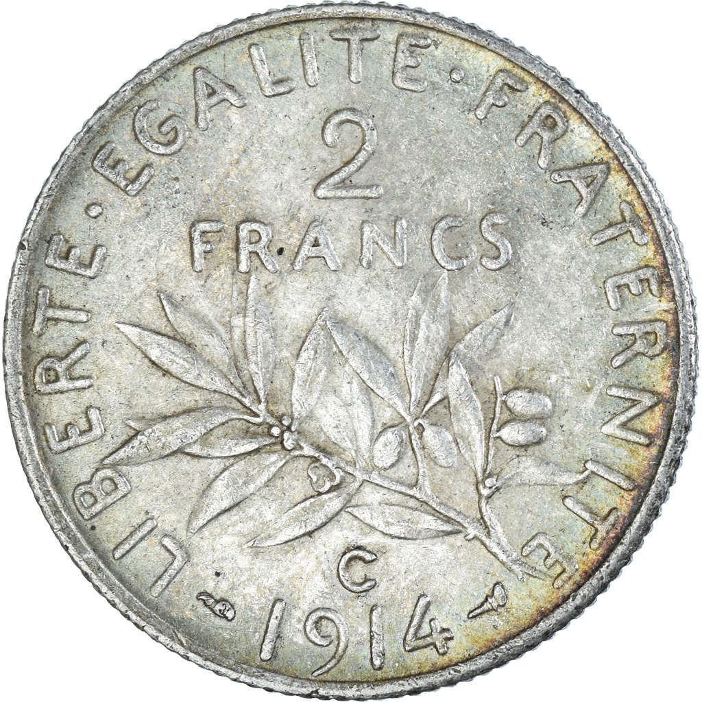 Coin, France, Semeuse, 2 Francs, 1914, Castelsarrasin, , Silver