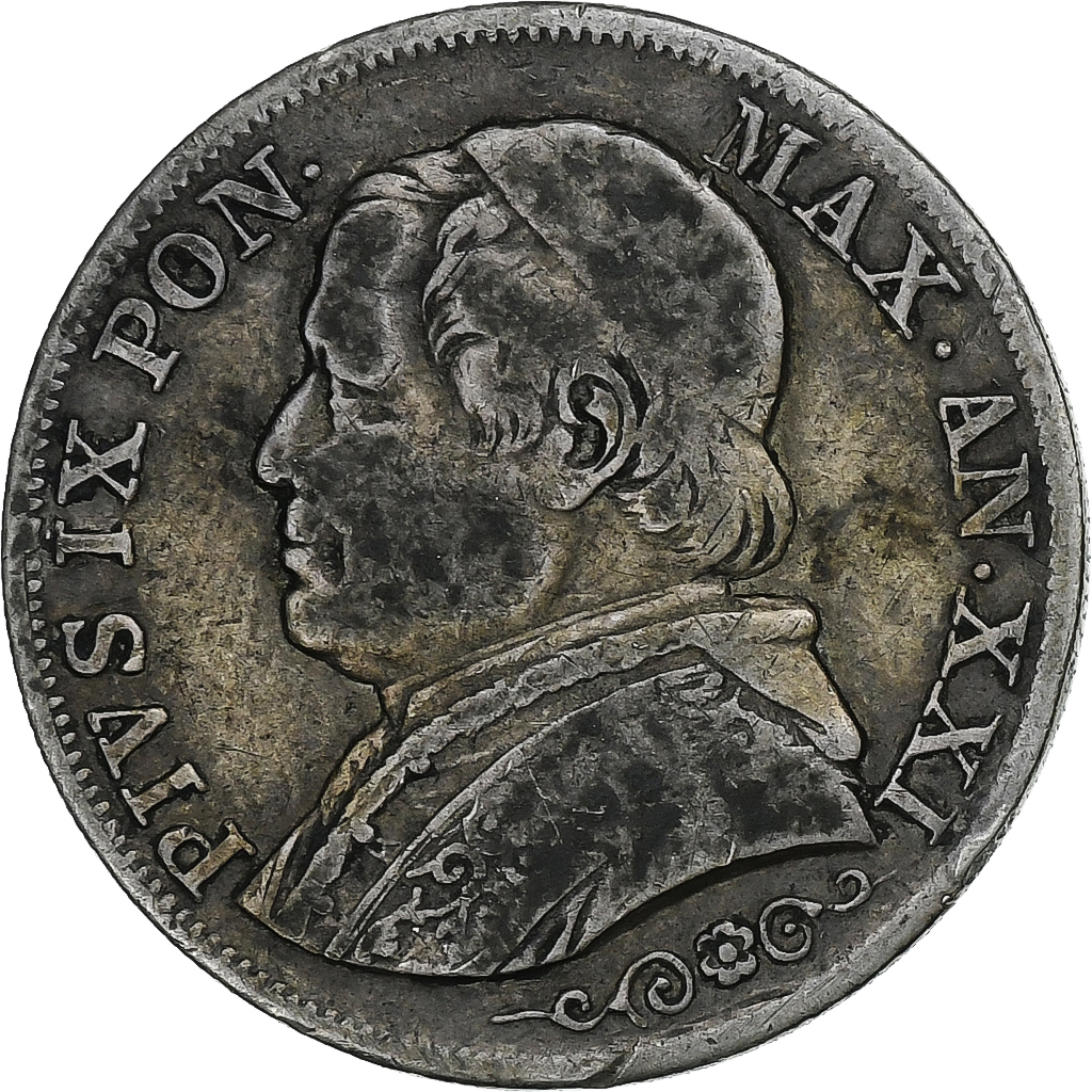 ITALIAN STATES, PAPAL STATES, Pius IX, Lira, 1867, Rome, Silver, 