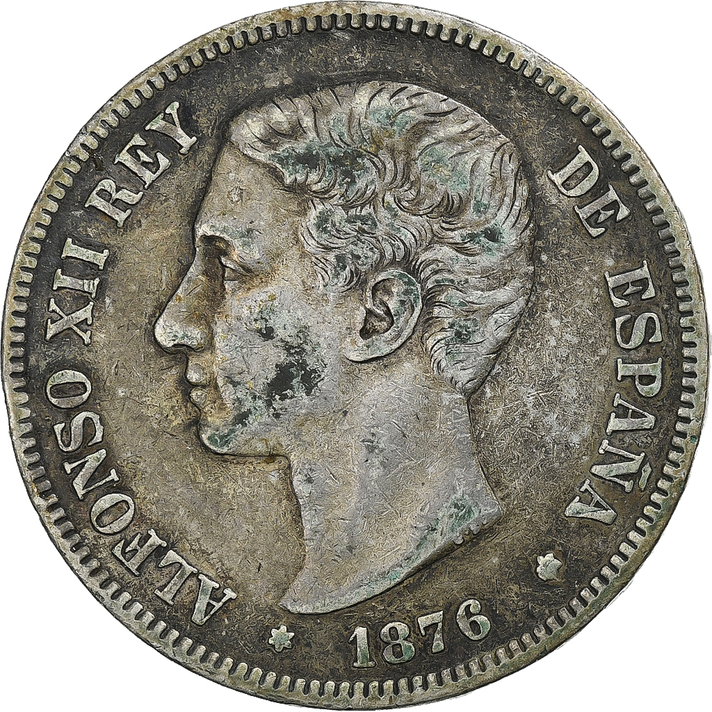 Spain, Alfonso XII, 5 Pesetas, 1876, Madrid, Silver, , KM:671