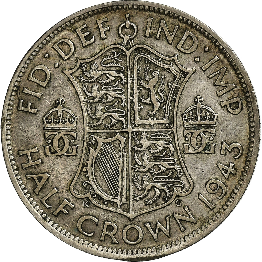 Great Britain, George VI, 1/2 Crown, 1943, Silver, , KM:856