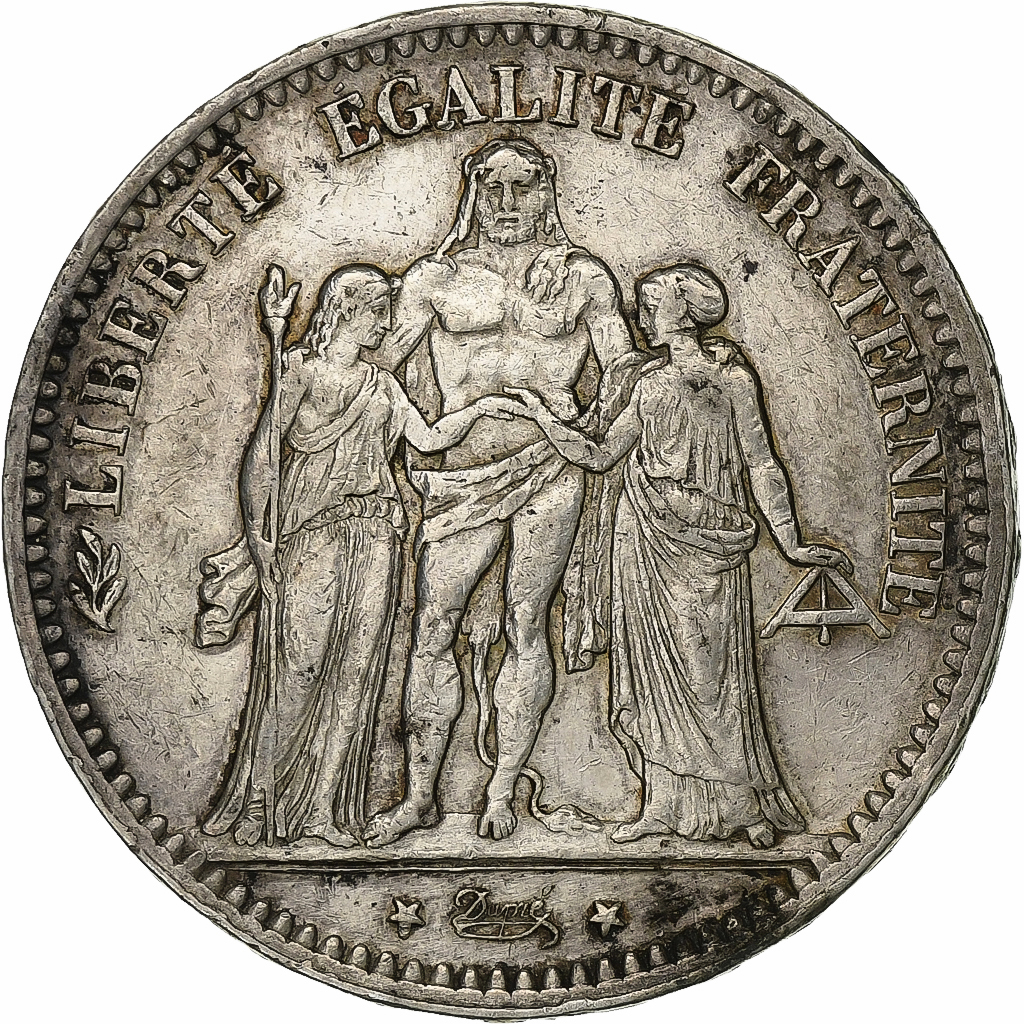 France, 5 Francs, Hercule, 1876, Bordeaux, Silver, , Gadoury:745a, Le