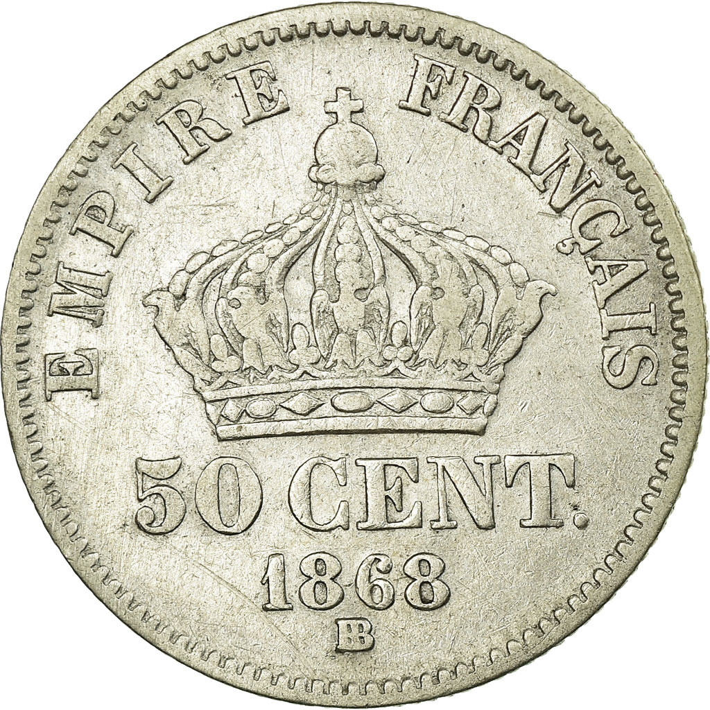 Coin, France, Napoleon III, Napoléon III, 50 Centimes, 1868, Strasbourg