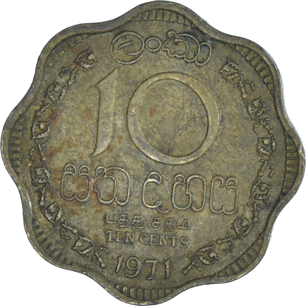 Moneda, Sri Lanka, 10 Cents, 1971