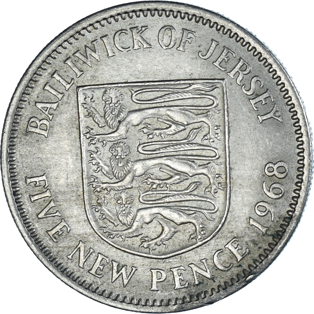 Coin, Jersey, 5 Pence, 1968