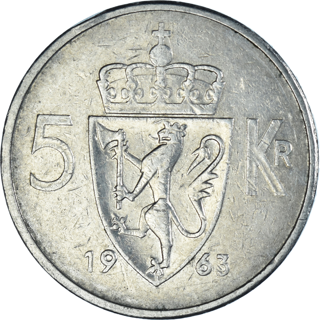 Coin, Norway, 5 Kroner, 1963