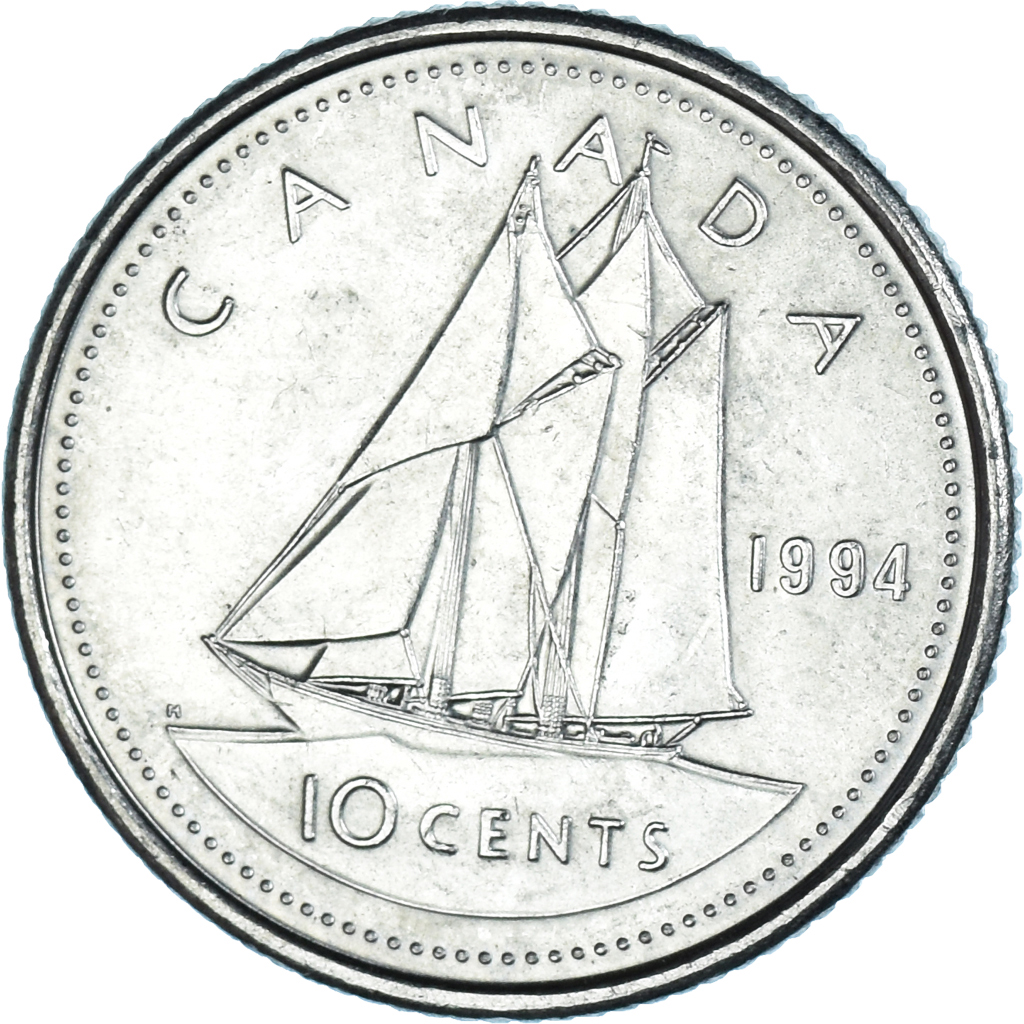 Moneda, Canadá, 10 Cents, 1994