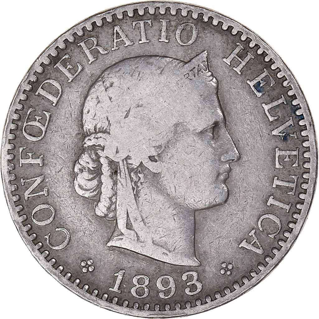 Moneda, Suiza, 20 Rappen, 1893