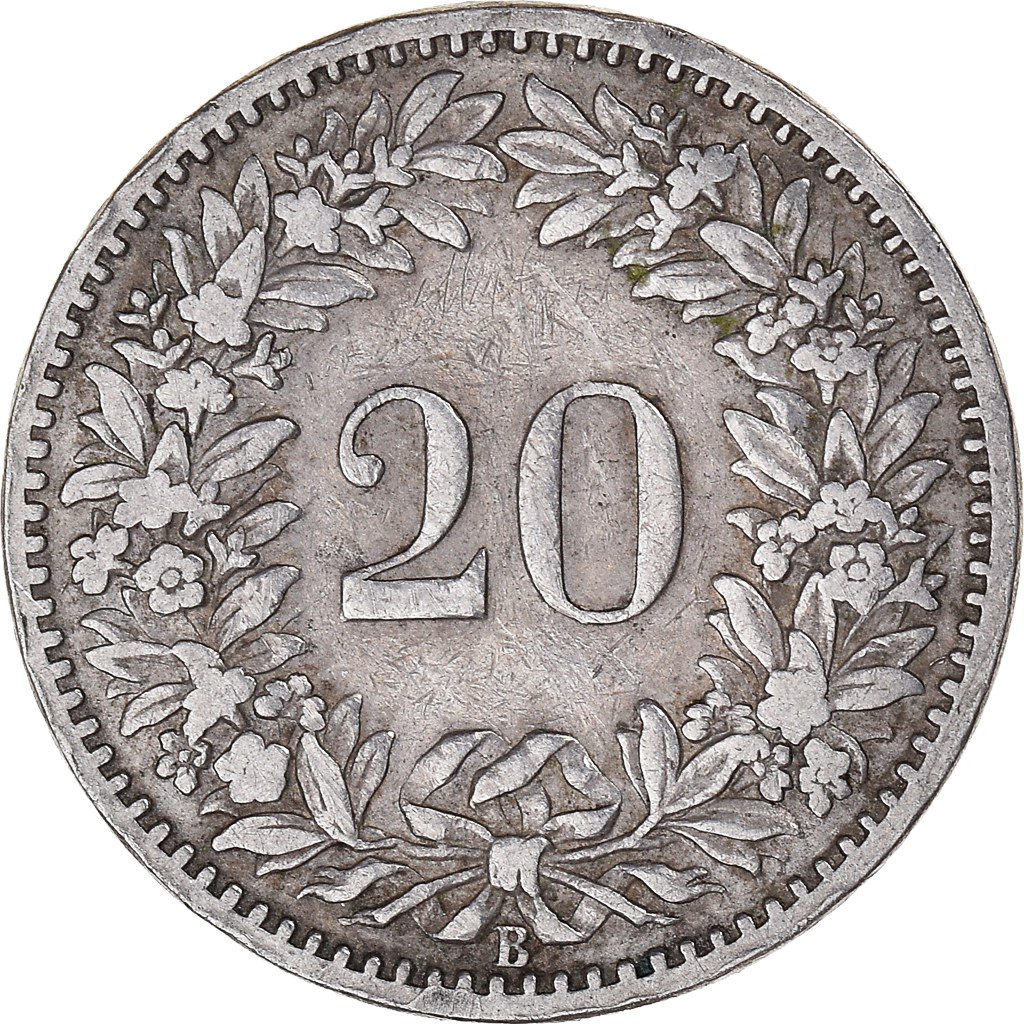 Moneda, Suiza, 20 Rappen, 1893