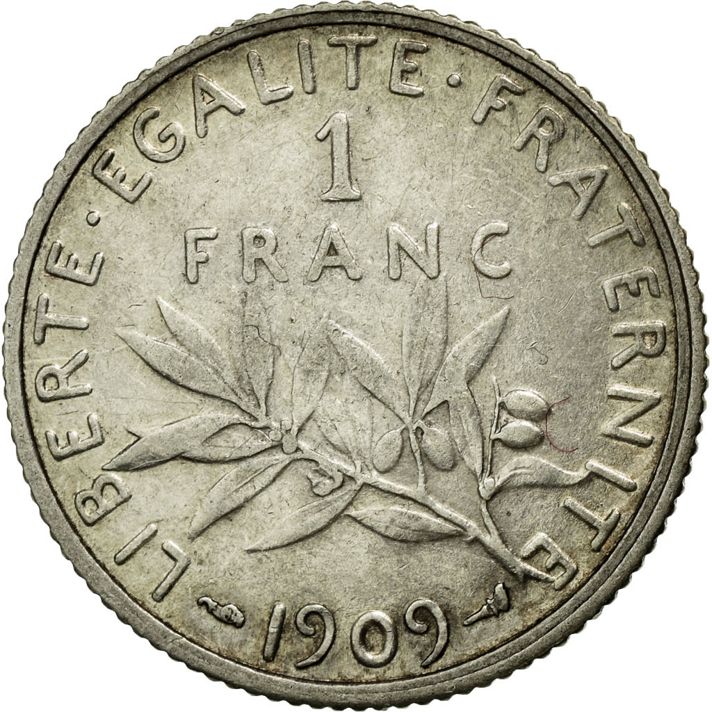 Coin, France, Semeuse, Franc, 1909, Paris, , Silver, Gadoury:467