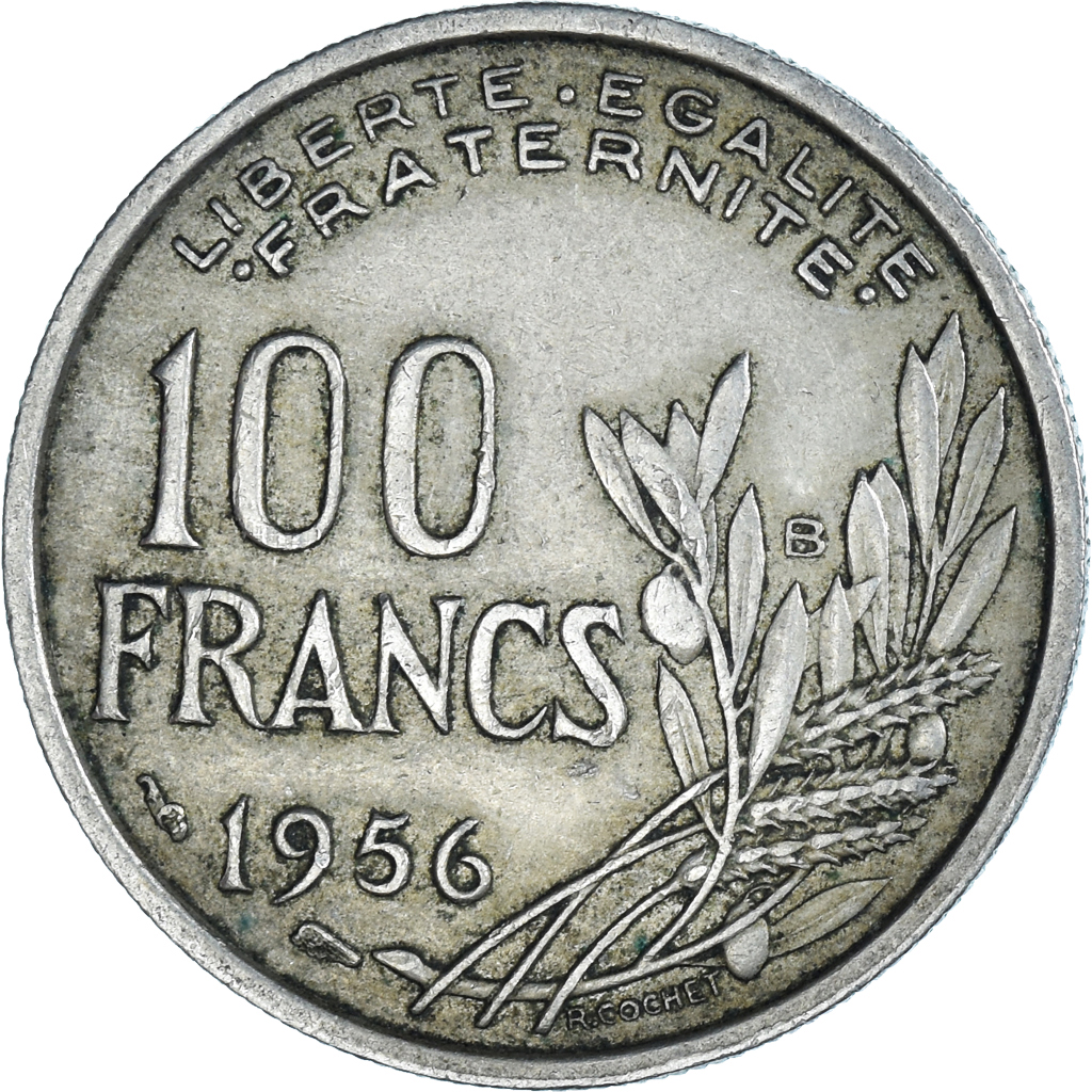 Coin, France, 100 Francs, 1956 European Coins