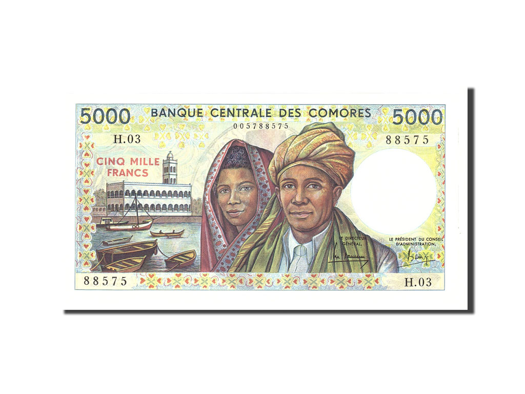Banknote, Comoros, 5000 Francs, 1984, 1984, KM:12a, UNC(65-70)