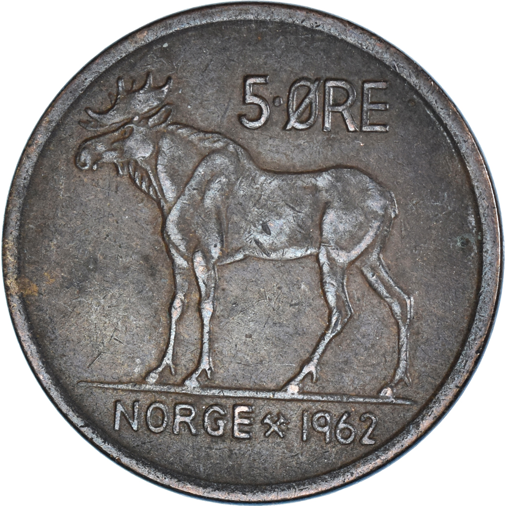 Moneda, Noruega, 5 Öre, 1962