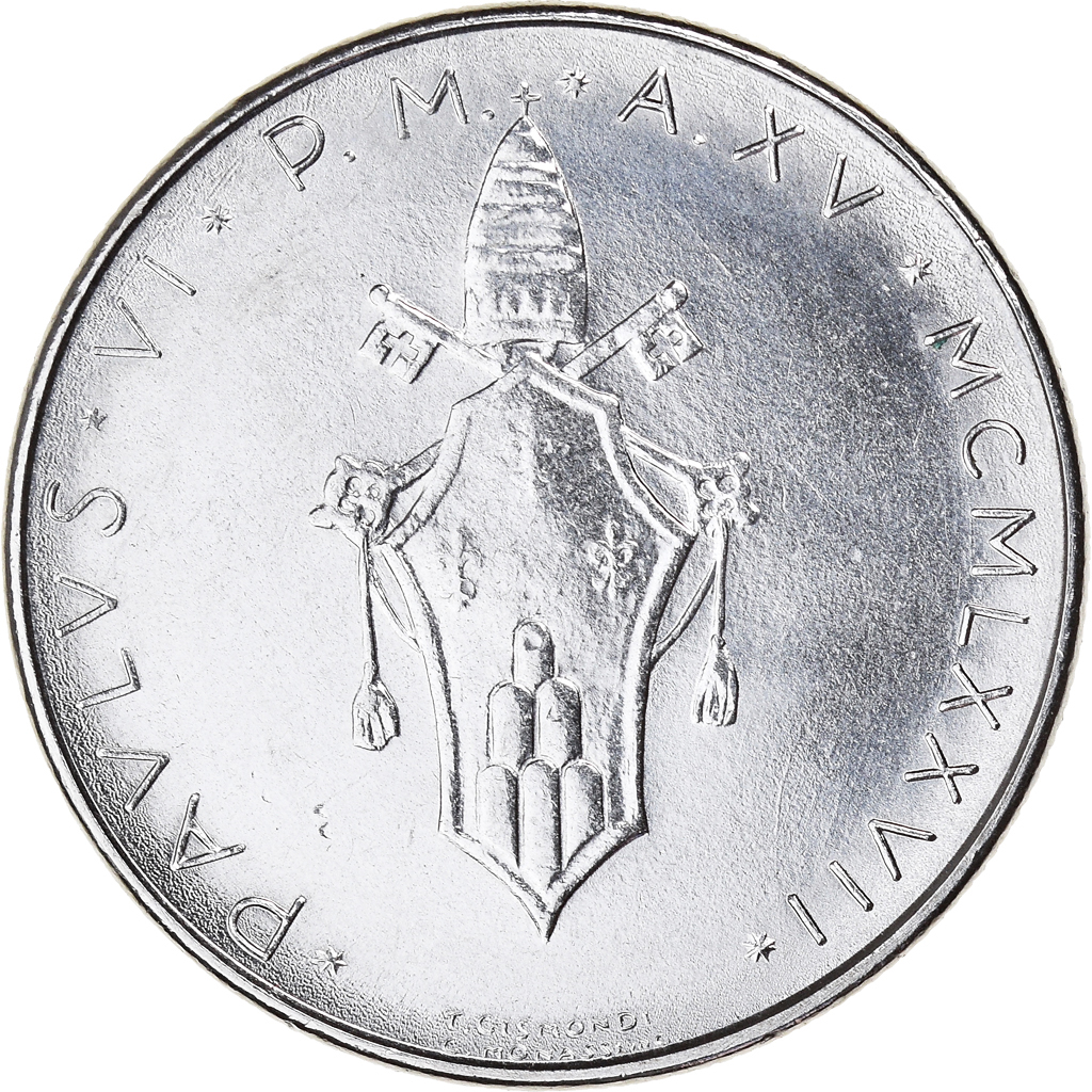 Coin, VATICAN CITY, Paul VI, 100 Lire, 1977, Roma, , Stainless Steel