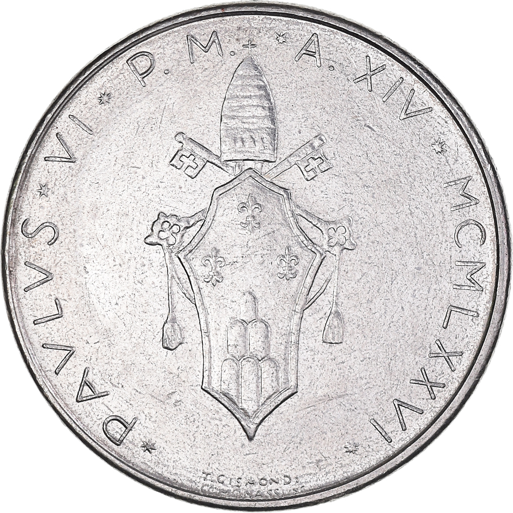 Coin, VATICAN CITY, Paul VI, 50 Lire, 1976, , Stainless Steel, KM:121