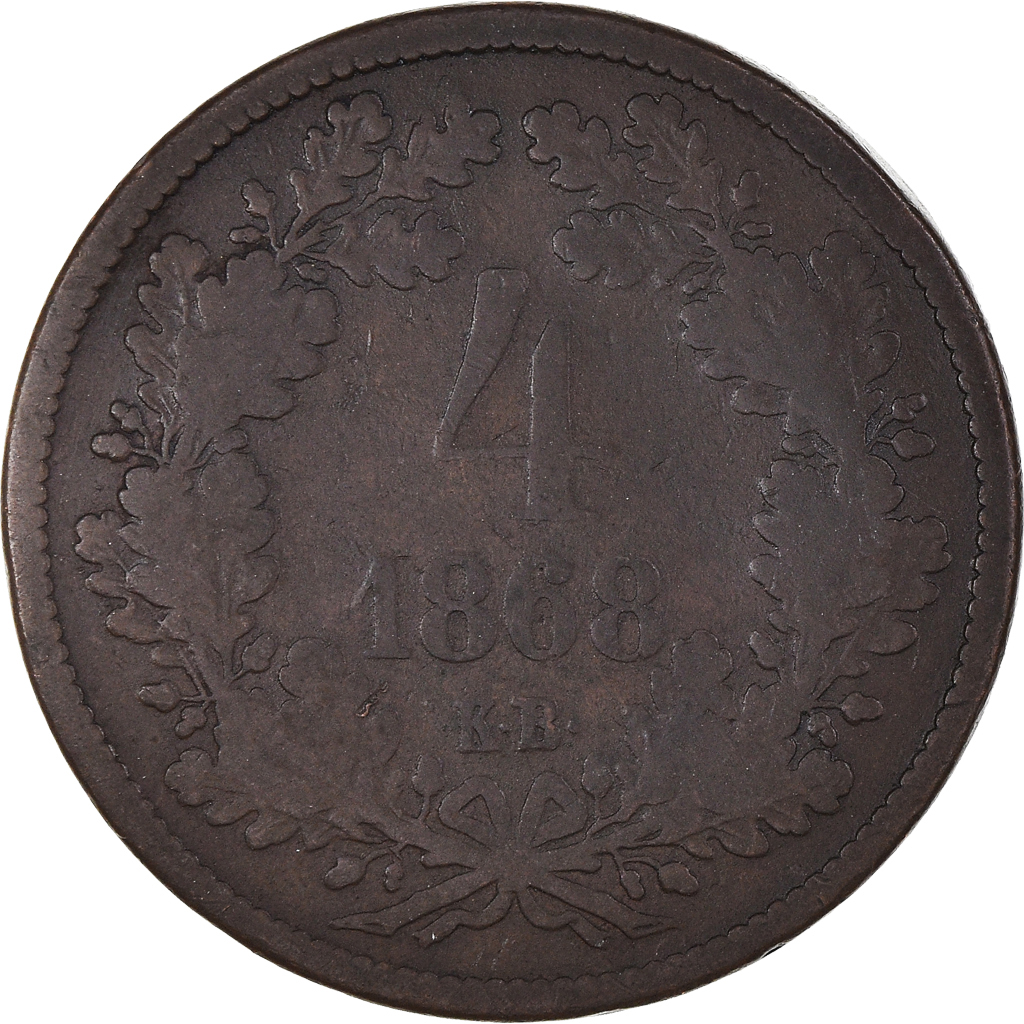 Coin, Hungary, Franz Joseph I, 4 Krajczar, 1868, Kremnitz, , Copper