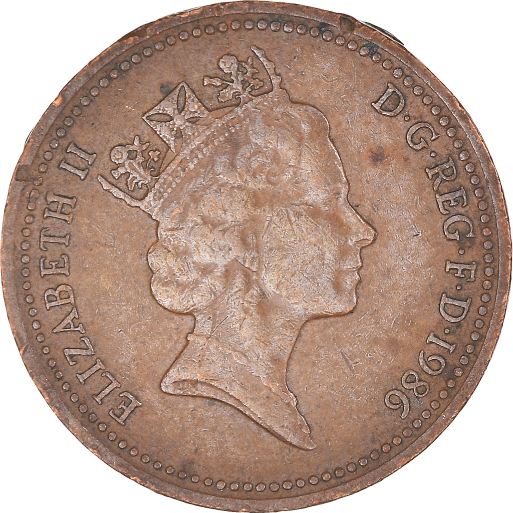 Moneda, Gran Bretaña, Elizabeth II, Penny, 1986, BC+, Bronce, KM:935