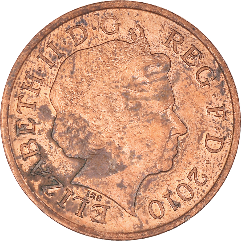 Moneda, Gran Bretaña, Elizabeth II, Penny, 2010, BC+, Cobre chapado en acero